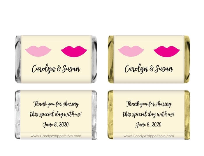 MINIWA292a - Wedding Two Lips Candy Bar Miniature Wrapper Wedding Two Lips Candy Bar Miniature Hershey's Candy Bar Wrappers Miniature Size Wrapper WA292