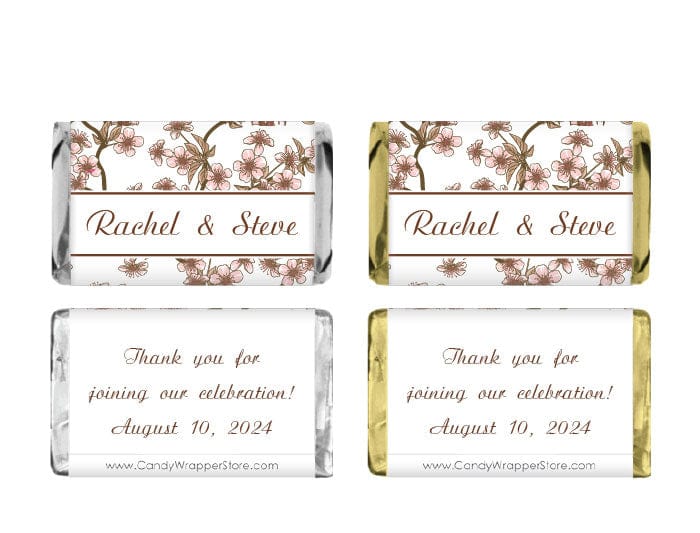 Wedding Cherry Blossom Candy Bar Miniature Hershey's Candy Bar Wrappers for Wedding or Bridal