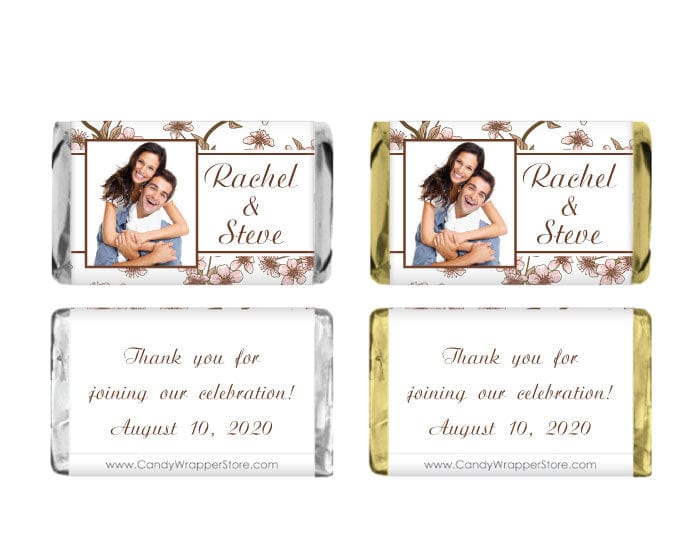 MINIWA293PHOTO - Wedding Photo Cherry Blossom Candy Bar Miniature Wrapper Wedding Photo Cherry Blossom Candy Bar Miniature Wrapper Miniature Size Wrapper WA293