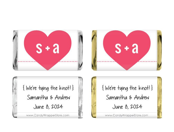 MINIWA299 - Miniature Big Heart Initials Save the Date Wrapper Miniature Big Heart Initials Save the Date Wrapper Miniature Size Wrapper WA299