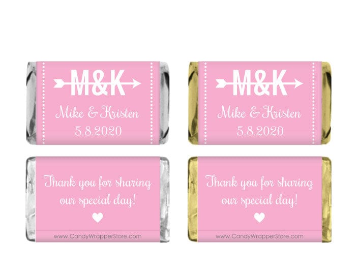 MINIWA3 - Miniature Arrow and Initials Wedding Candy Bar Wrapper Miniature Arrow and Initials Wedding Candy Bar Wrapper Miniature Size Wrapper WA3