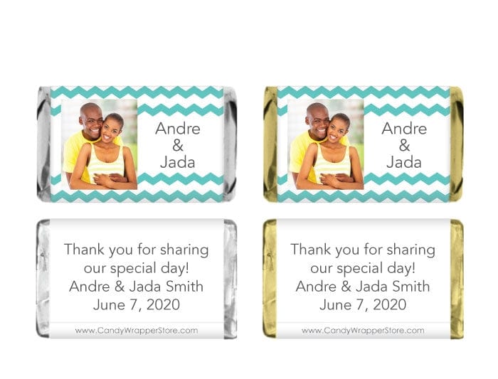 MINIWA321photo - Miniature Wedding Chevron Photo Candy Bar Wrappers Miniature Wedding Chevron Photo Candy Bar Wrappers Miniature Size Wrapper WA321