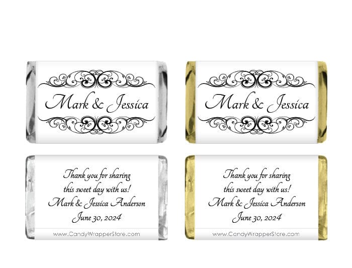 MINIWA334 - Miniature Classic Curls Wedding Candy Bar Wrapper Miniature Classic Curls Wedding Candy Bar Wrapper Miniature Size Wrapper WA334