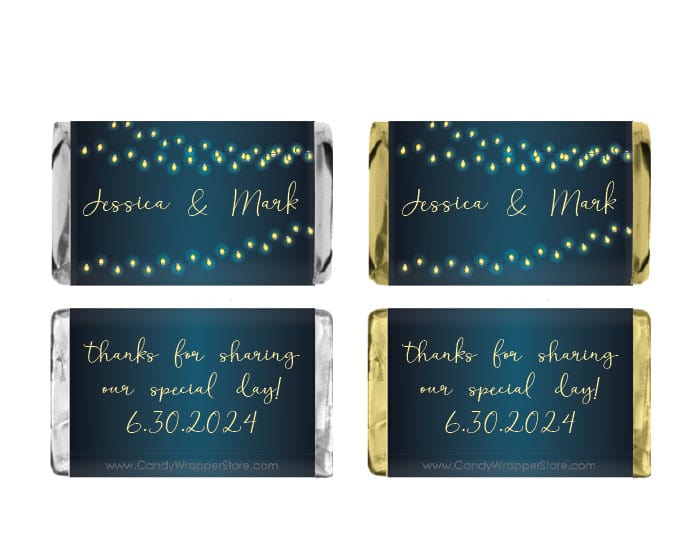 MINIWA338 - Miniature String of Lights Wedding Candy Bar Wrappers Miniature String of Lights Wedding Candy Bar Wrappers Miniature Size Wrapper WA338