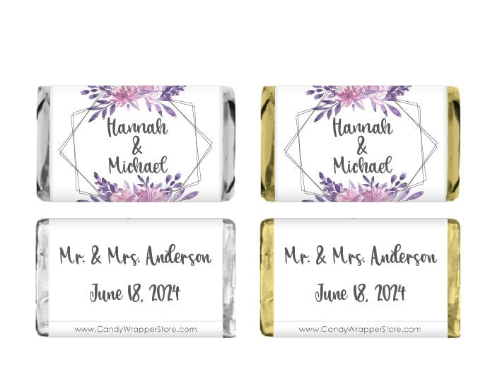 MINIWA353 - Miniature Lavender Floral Wire Frame Wedding Candy Bar Wrapper Miniature Lavender Floral Wire Frame Wedding Candy Bar Wrapper Miniature Size Wrapper WA353