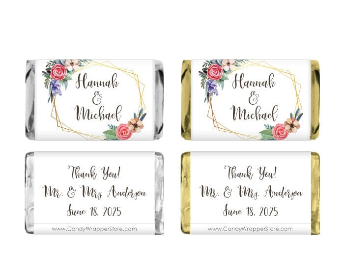 MINIWA354 - Miniature Romantic Rustic Floral Wedding Candy Bar Wrapper Miniature Romantic Rustic Floral Wedding Candy Bar Wrapper Miniature Size Wrapper WA354
