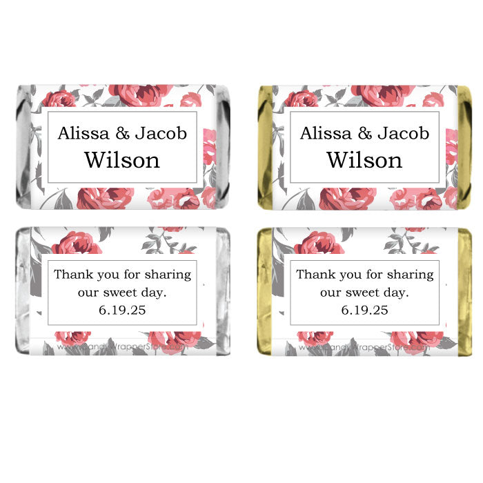 MINIWA460 - Miniature Rose and Stems Floral Wedding Wrappers Miniature Rose and Stems Floral Wedding Wrappers Miniature Size Wrapper WA460