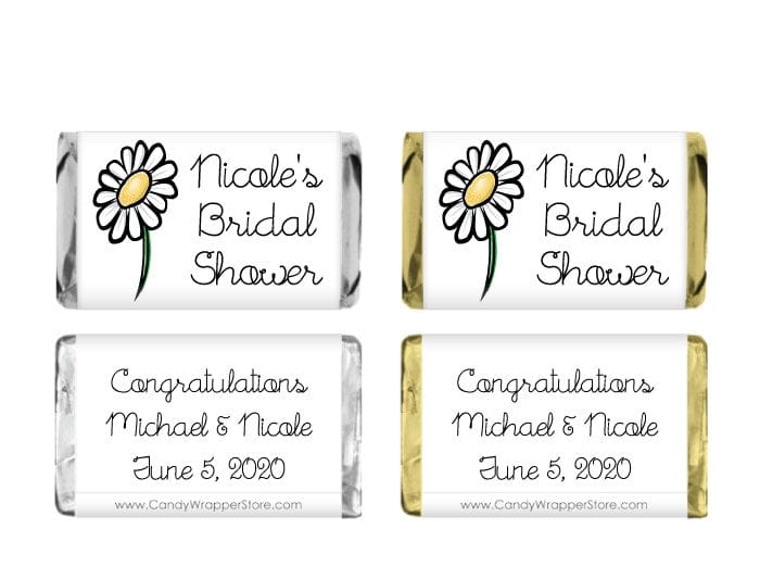 MINIWS107 - Miniature Daisy Bridal Shower Wrapper Miniature Single Daisy Bridal Shower Candy Bar Wrappers WS107