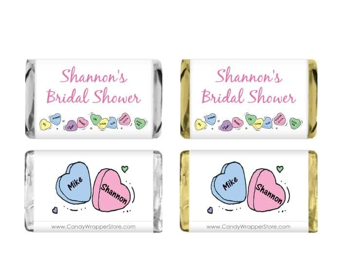 MINIWS202 - Miniature Conversation Hearts Bridal Shower Candy Wrapper Miniature Conversation Hearts Bridal Shower Candy Bar Wrappers WS202