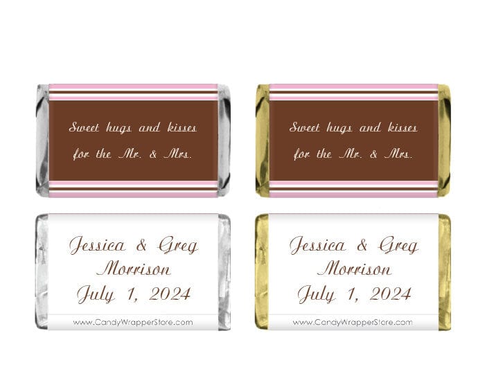 MINIWS214 - Miniature Wedding Shower Hugs and Kisses Wrapper Miniature Hugs and Kisses Bridal Shower Candy Bar Wrappers Miniature Size Wrapper WS214
