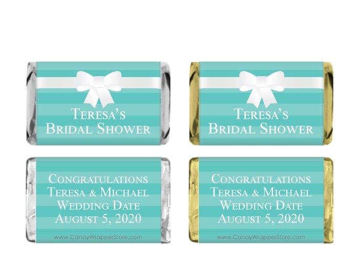 MINIWS229 - Miniature Tiffany Bow Bridal Shower Candy Bar Wrappers Miniature Tiffany Bow Bridal Shower Candy Bar Wrappers WS229