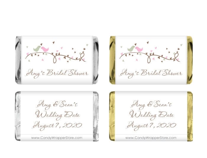 MINIWS316 - Miniature Love Birds Bridal Shower Candy Wrapper Miniature Love Birds Bridal Shower Candy Wrapper WS316
