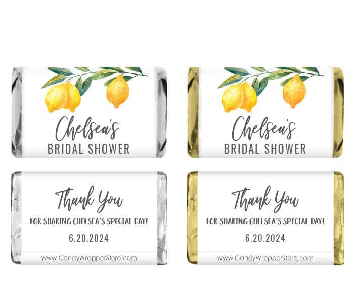 MINIWS350 - Miniature Watercolor Lemon Branch Bridal Shower Candy Bar Wrappers Miniature Watercolor Lemon Branch Bridal Shower Candy Bar Wrappers WS350