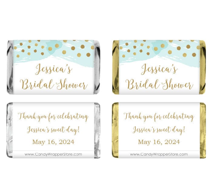 MINIWS382 - Miniature Golden Dots Watercolor Bridal Shower Candy Bar Wrapper Miniature Golden Dots Watercolor Bridal Shower Candy Bar Wrapper WS382