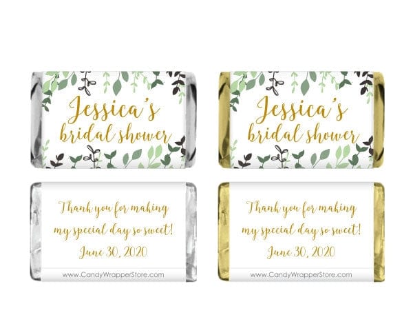 MINIWS390 - Miniature Wild Greenery Bridal Shower Candy Bar Wrappers Miniature Tiffany Bow Bridal Shower Candy Bar Wrappers XMAS390