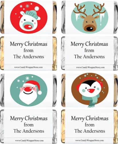MINIXMAS115 - Set of 4 Christmas Miniature Candy Wrappers Set of 4 Christmas Miniature Hershey's Candy Wrappers XMAS115