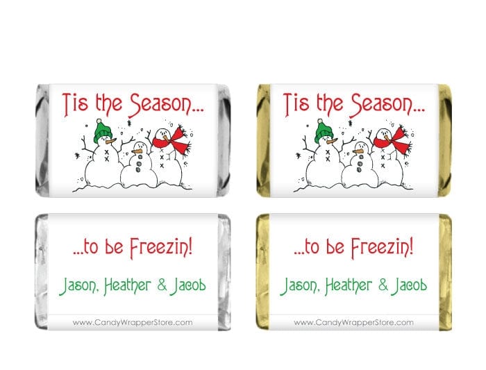 MINIXMAS201 - Snowmen Miniature Christmas Candy Wrappers Snowmen Miniature Hershey's Christmas Candy Wrappers XMAS201
