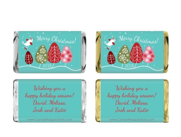 MINIXMAS217 - Miniature Little Birdie Christmas Candy Wrapper Miniature Little Birdie Christmas Candy Wrapper XMAS217