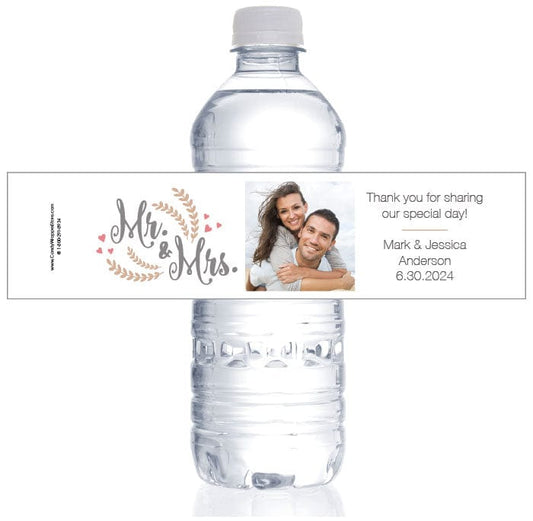 Mr & Mrs Photo Wedding Water Bottle Label - WBWA348photo Mr & Mrs Photo Wedding Water Bottle Label WA348