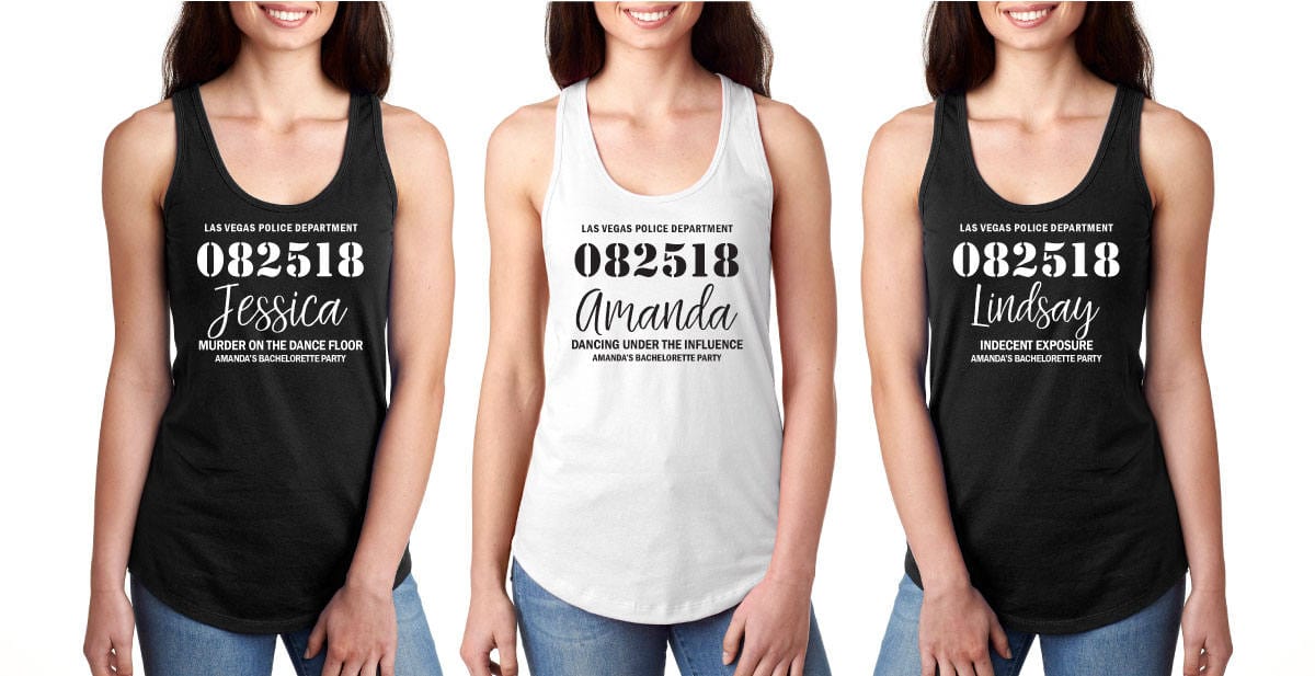 Mugshot Lineup Funny Custom Bachelorette Party Racerback Tank Tops ...