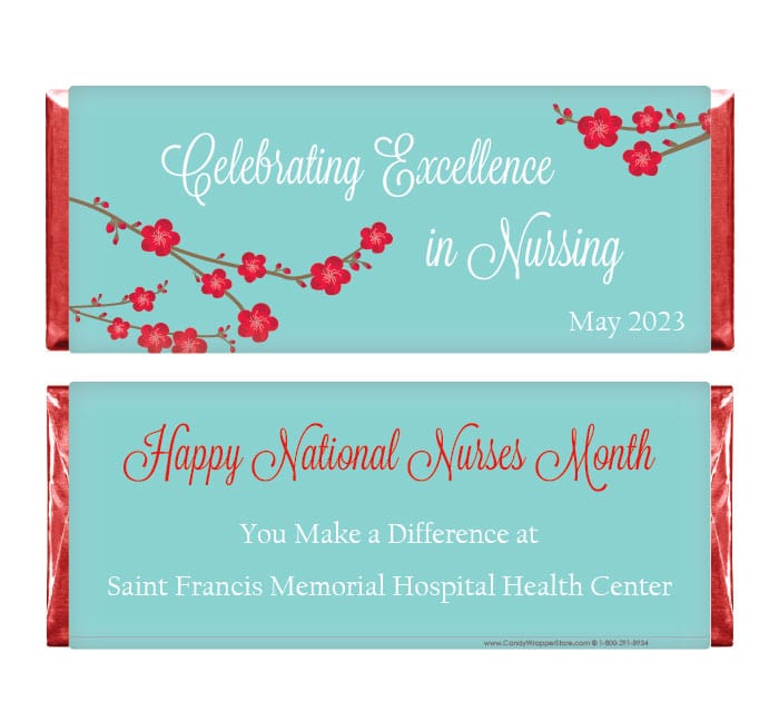 NURSE200 - Cherry Blossom Nurse Appreciation Candy Bar Wrappers Cherry Blossom Nurse Appreciation Candy Bar Wrappers NURSE200