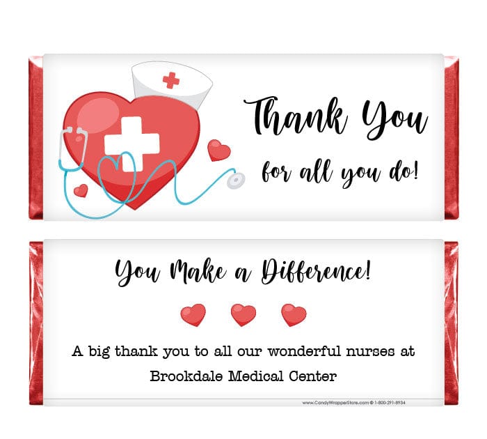 NURSE203 - Nurse Appreciation Big Red Heart Candy Bar Wrappers Nurse Appreciation Big Red Heart Candy Bar Wrappers NURSE203