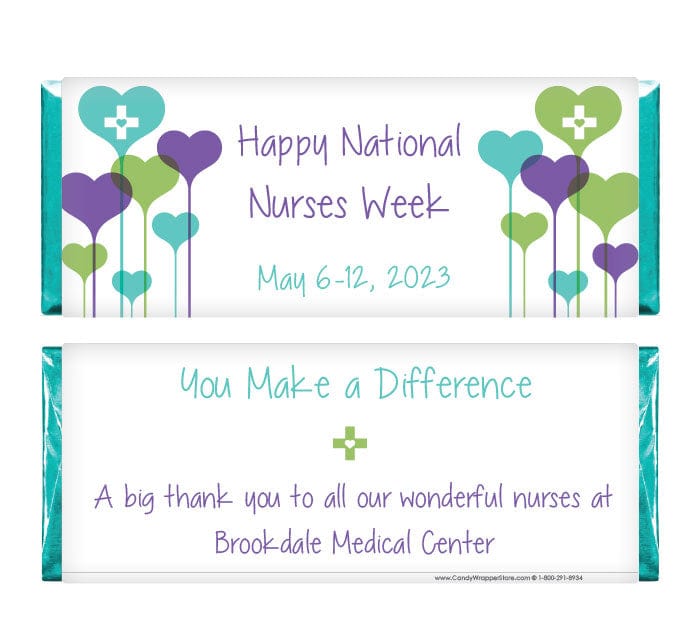 NURSE204 - National Nurses Week Heart Balloons Candy Bar Wrappers National Nurses Week Heart Balloons Candy Bar Wrappers NURSE204
