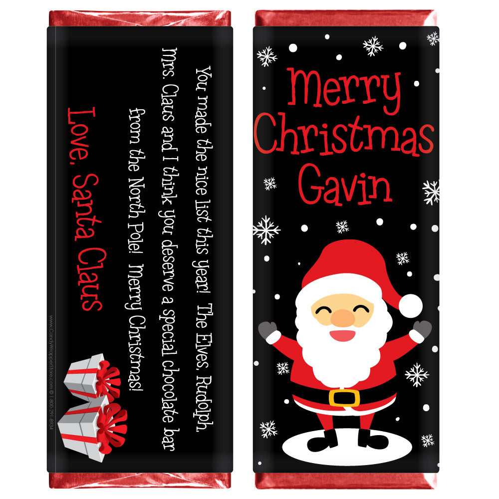 Personalized Christmas Santa Candy Bar with Your Childs Name Santa Bar