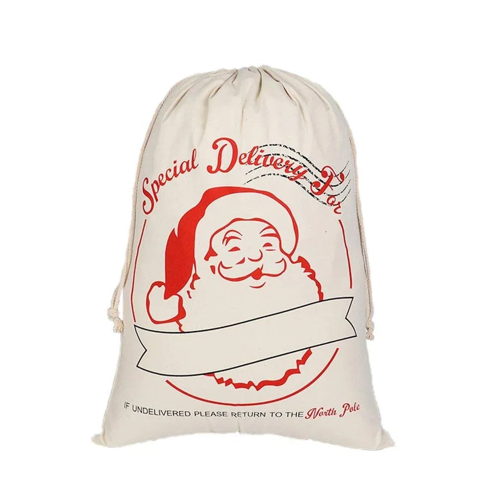 Personalized GIANT Christmas Drawstring Canvas Santa Stocking Bag Candy Wrapper Store