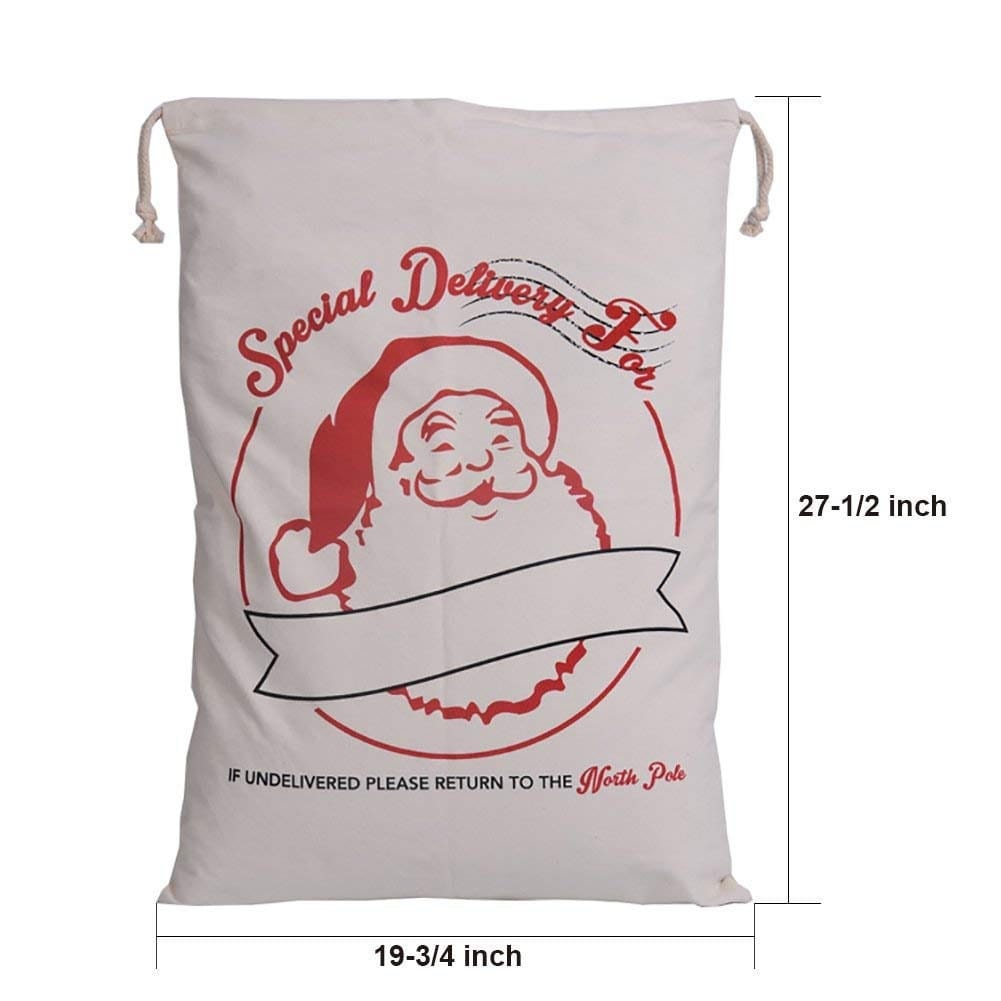Personalized GIANT Christmas Drawstring Canvas Santa Stocking Bag Candy Wrapper Store