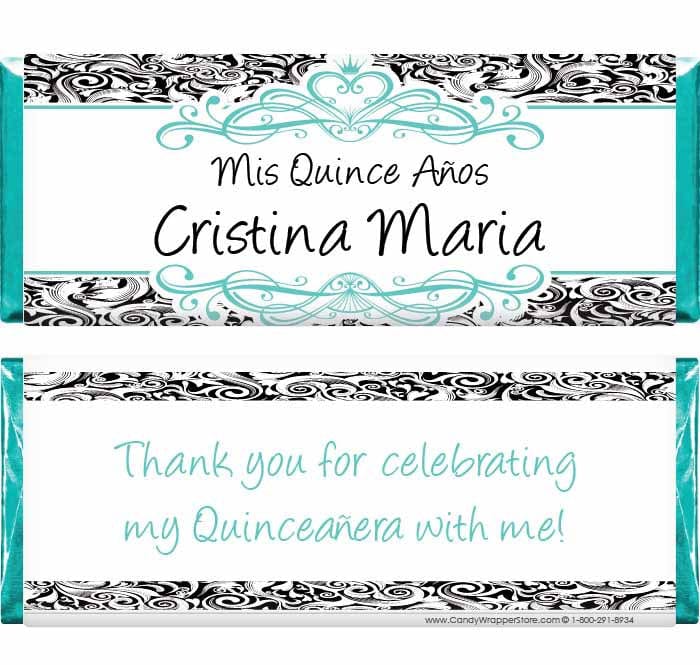 QUIN206 - Quinceanera Scroll Candy Bar Wrappers Quinceanera Scroll Candy Bar Wrappers Party Favors Candy Wrapper Store