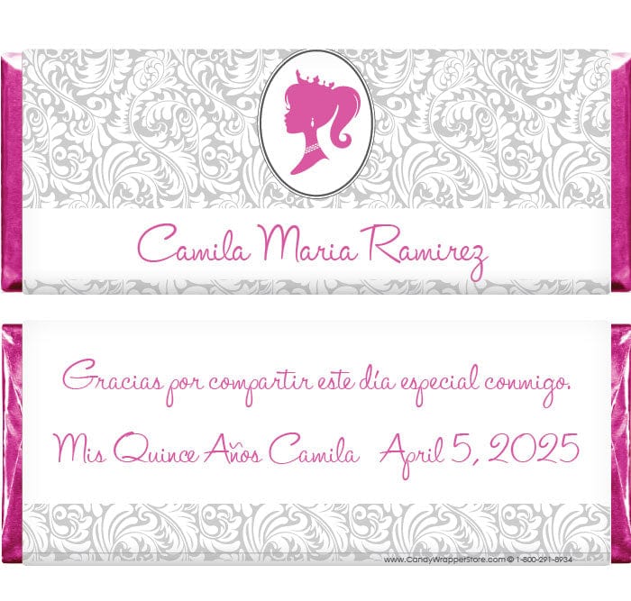 QUIN207 - Girl Cameo with Crown Candy Bar Wrappers Girl Cameo with Crown Candy Bar Wrappers Party Favors Candy Wrapper Store