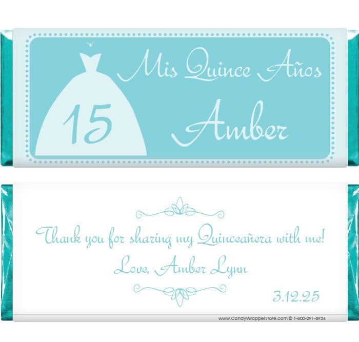QUIN209TIFFBLUE - Quinceanera Princess Dress Candy Bar Wrappers Quinceanera Princess Dress Candy Bar Wrappers Candy Wrapper Store