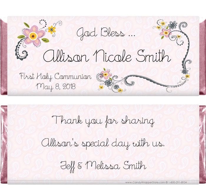 REL200 - Swirl and Flowers Religious Candy Bar Wrapper Swirl and flowers Religious 1.55 oz Hersheys Candy Bar Wrappers Candy Wrapper Store