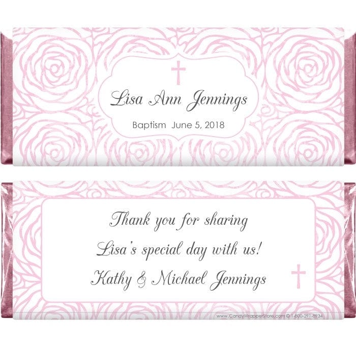 REL204 -Sweet Pink Watercolor Roses Religious Wrapper Sweet Pink Watercolor Roses Religious Wrapper Candy Wrapper Store