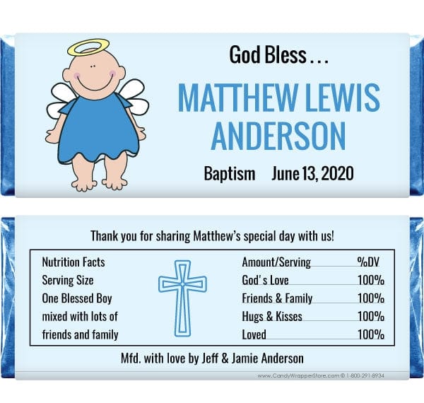 REL208 - Angel Baby Religious Candy Wrapper Angel Baby Religious Candy Wrapper Party Favors Candy Wrapper Store