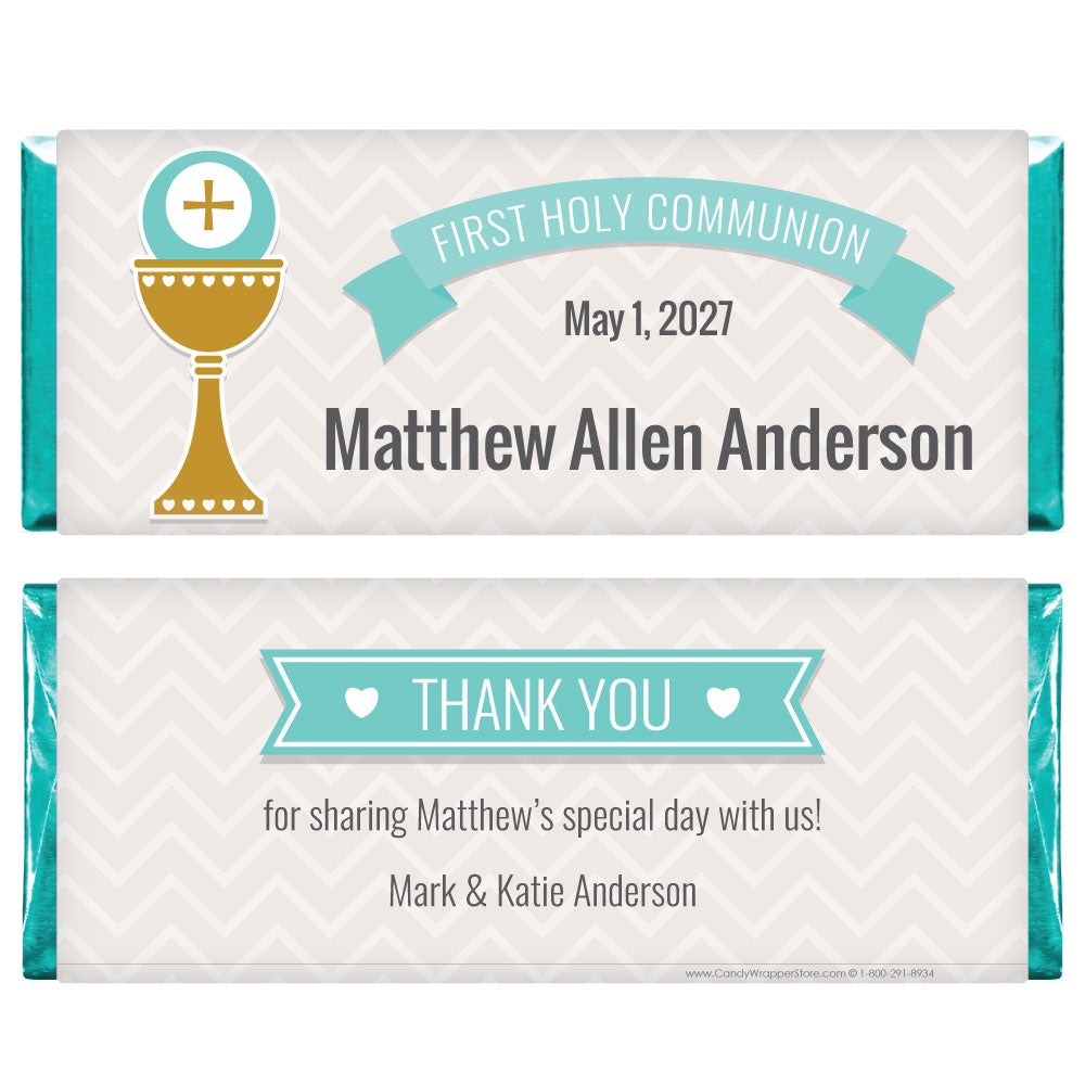 REL218b - Communion Chalice and Cross Religious Wrapper Communion Chalice and Cross Religious 1.55 oz Hersheys Candy Bar Wrappers REL218