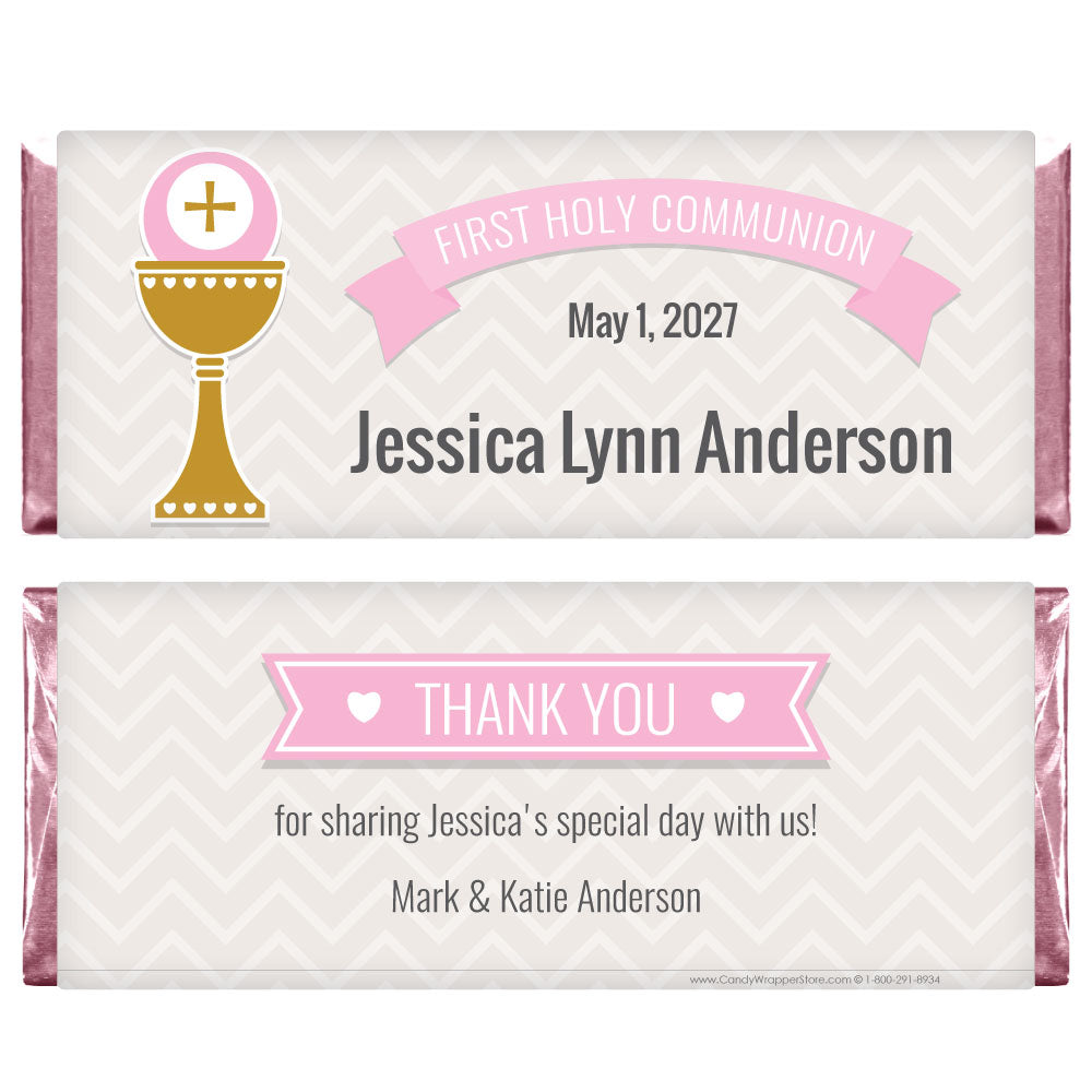 REL218p - Communion Chalice and Cross Religious Wrapper Communion Chalice and Cross Religious 1.55 oz Hersheys Candy Bar Wrappers REL218