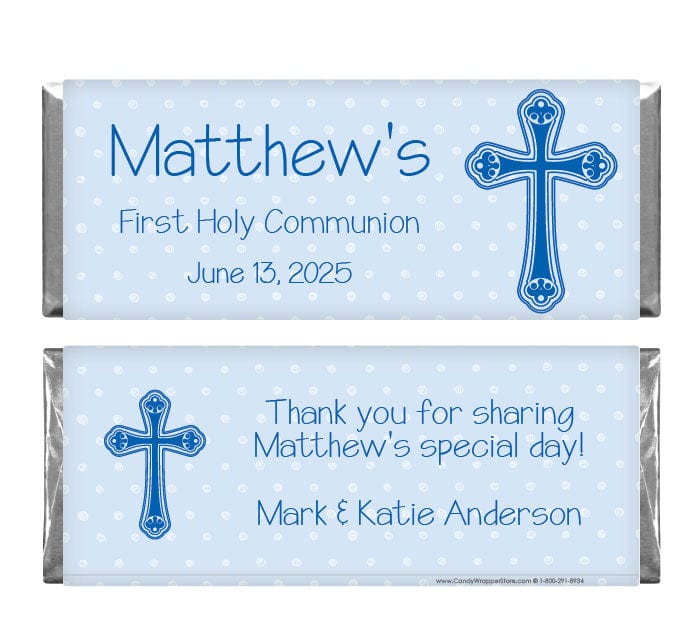 REL222BLUE - Religious Blue Cross Candy Bar Wrapper Religious Blue Cross Candy Bar Wrapper REL222