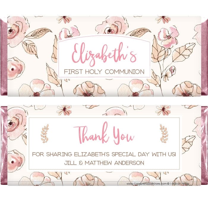 REL232 - Watercolor Hand Drawn Floral Candy Bar Wrappers Watercolor Hand Drawn Floral Candy Bar Wrappers Candy Wrapper Store