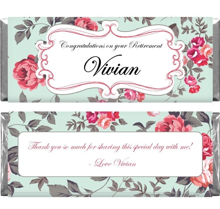 RET205 - Vintage Rose Retirement Candy Bar Wrapper Vintage Rose Retirement Candy Bar Wrapper Candy Wrapper Store