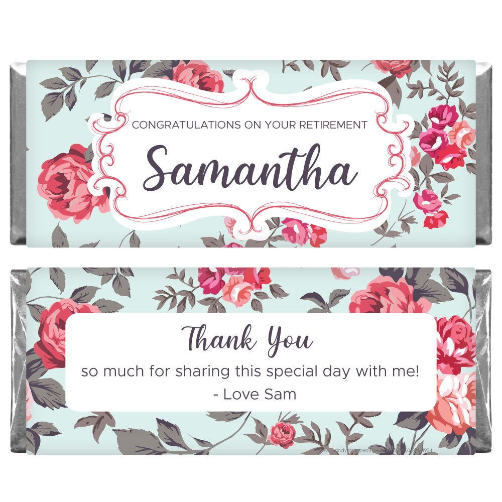 RET205 - Vintage Rose Retirement Candy Bar Wrapper Vintage Rose Retirement Candy Bar Wrapper Candy Wrapper Store