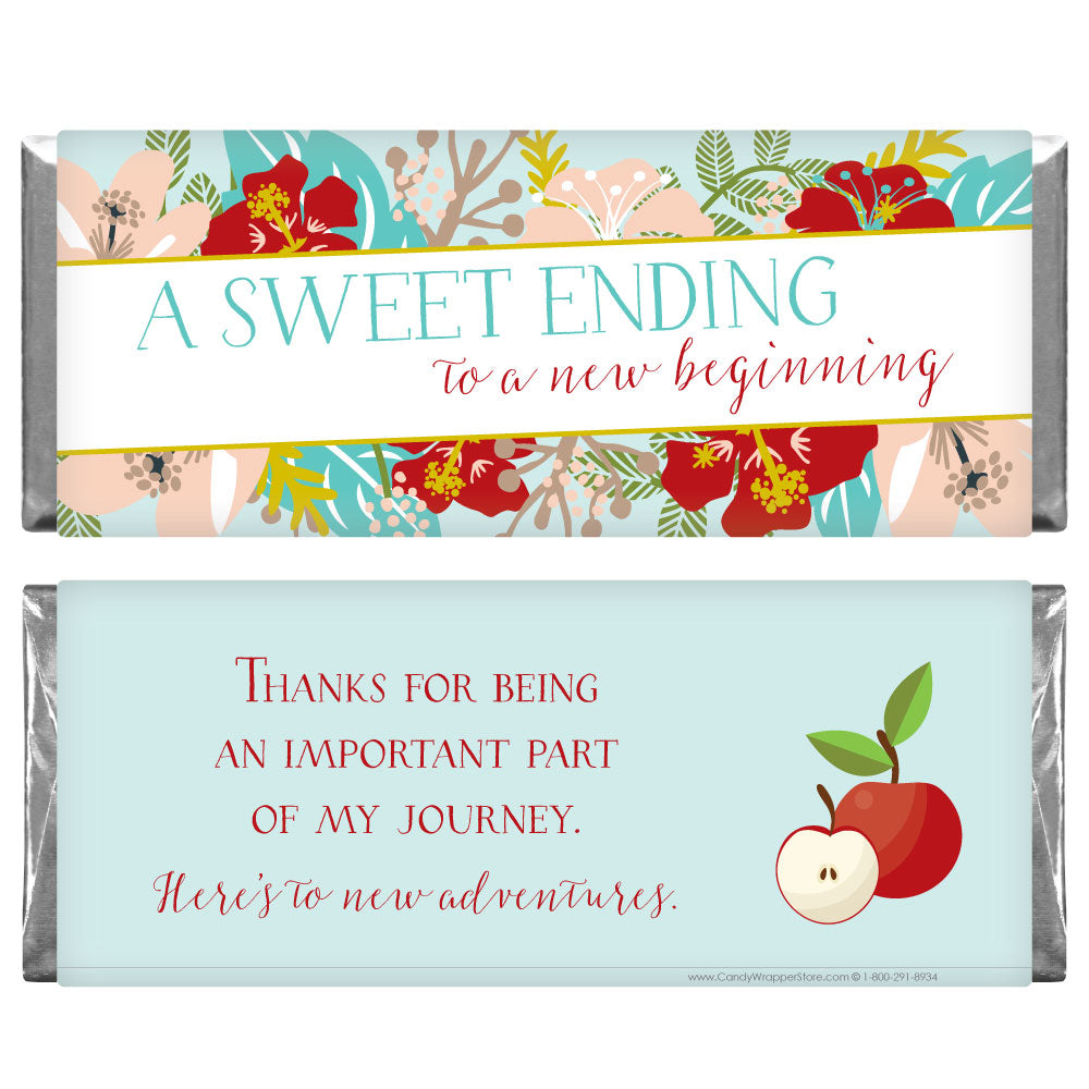 RET206 - A Sweet Ending to New Beginnings Retirement Candy Bar Wrapper A Sweet Ending to New Beginnings Retirement Candy Bar Wrapper Candy Wrapper Store