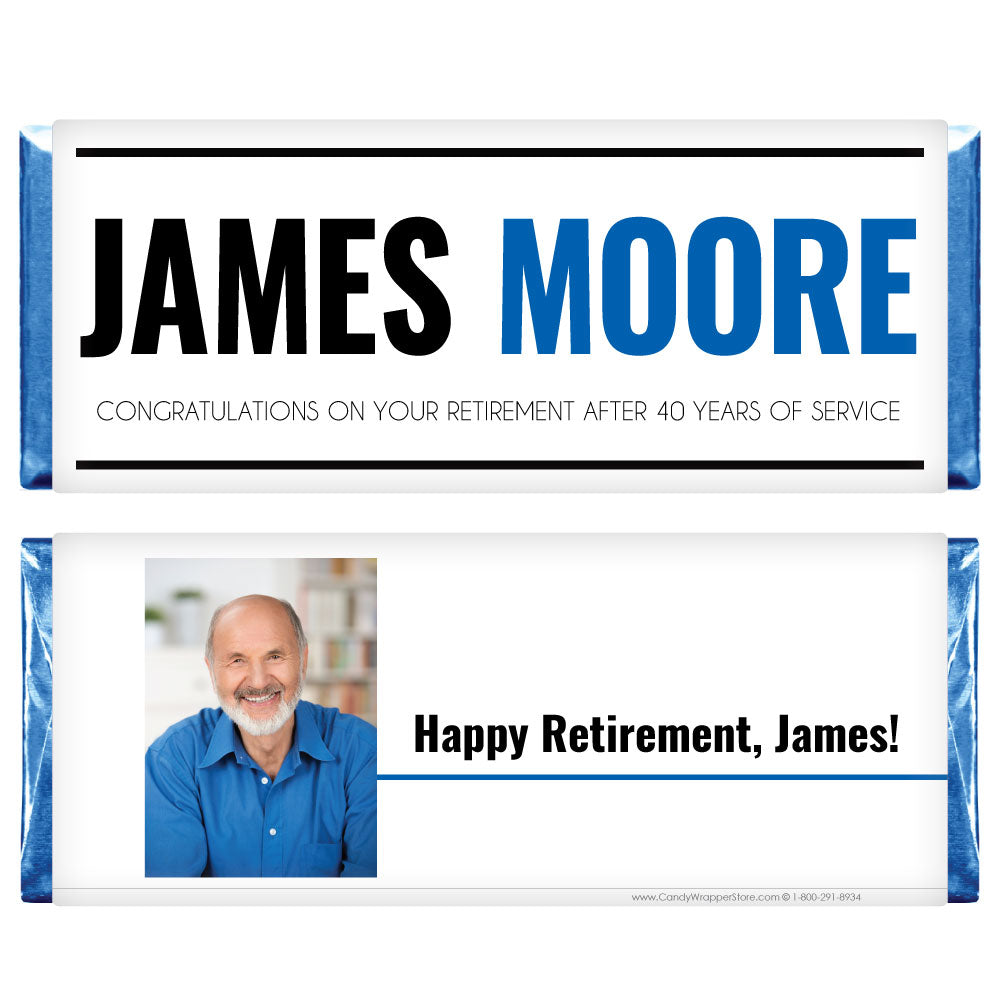RET211 - Classic Two-Tone Retirement Candy Bar Wrapper Classic Two-Tone Retirement Candy Bar Wrapper Candy Wrapper Store