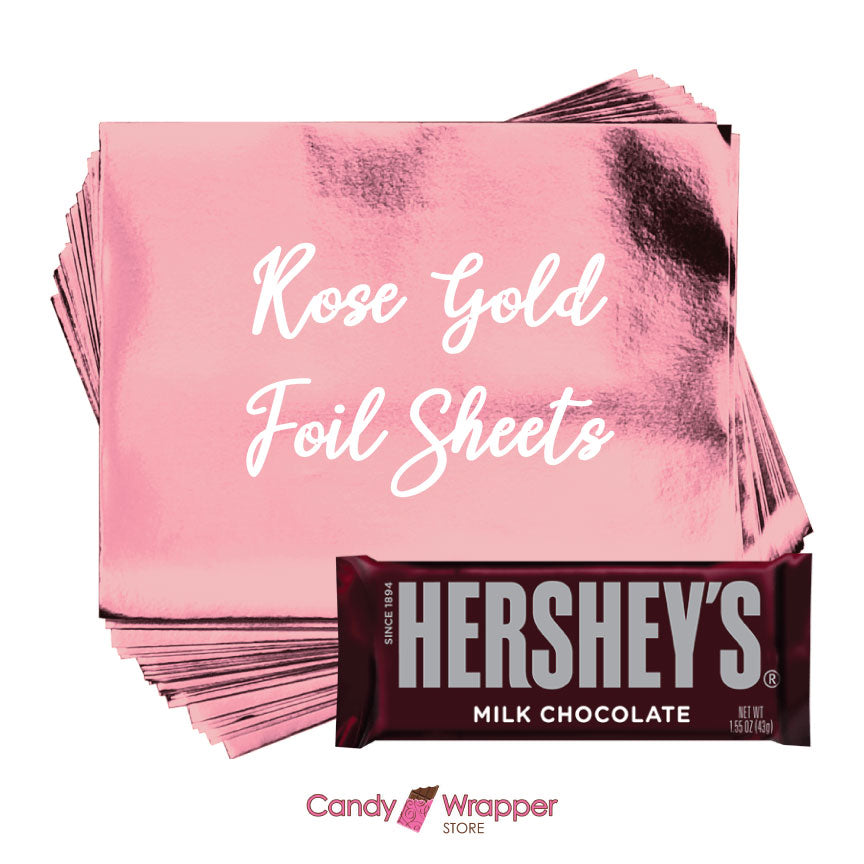 Rose Gold Foil - 40 sheets Shiny Rose Gold Foil Wrappers for Candy Bars - Candy Wrapper Store Candy & Chocolate foil40
