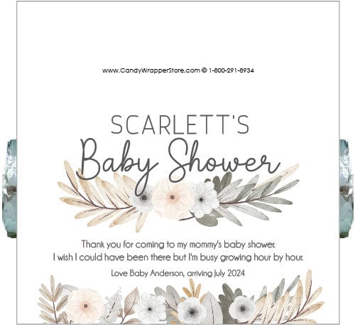 Rustic Floral Baby Shower Lifesaver Wrapper - LBS278 Party Favors BS278