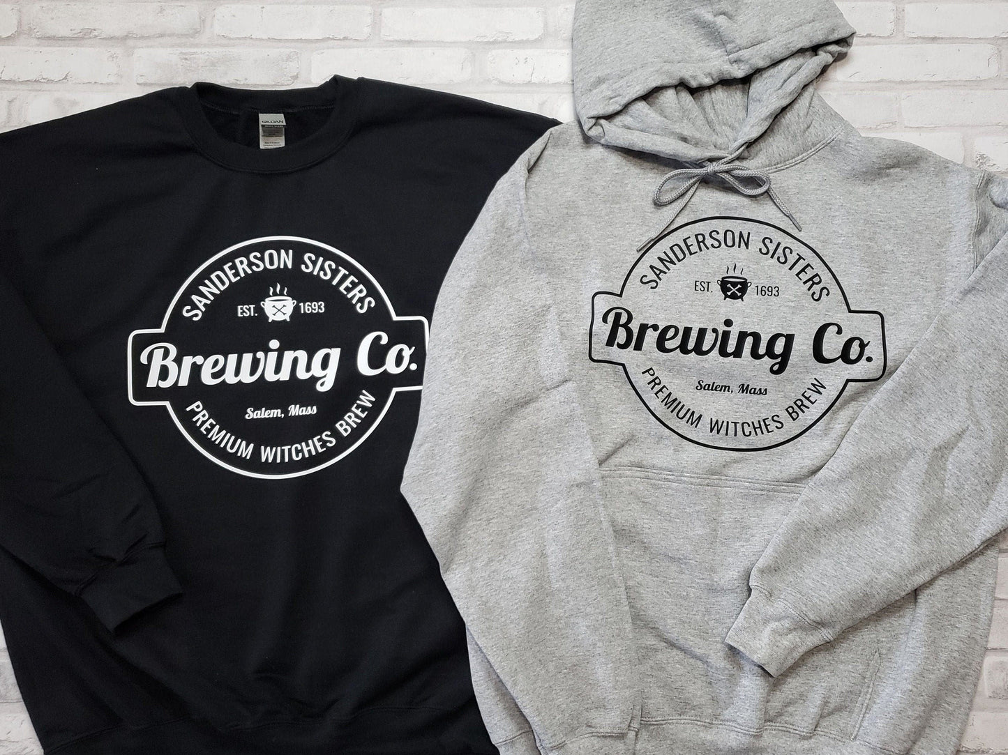 Sanderson Sisters Brewing Company on Black or Heather Grey Super Comfy Crew Neck Unisex Sweatshirt HAL233