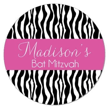 SBAT335 - Bat Mitzvah Zebra Print Stickers Bat Mitzvah Zebra Print Stickers BAT335