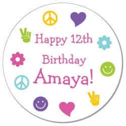SBD296 - Peace Sign Birthday Stickers Peace Sign Birthday Stickers BD296