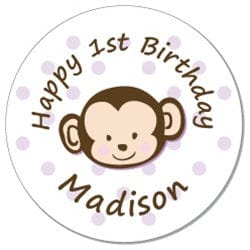 SBD299LAV - Monkey Around Birthday Stickers Monkey Around Birthday Stickers BD299